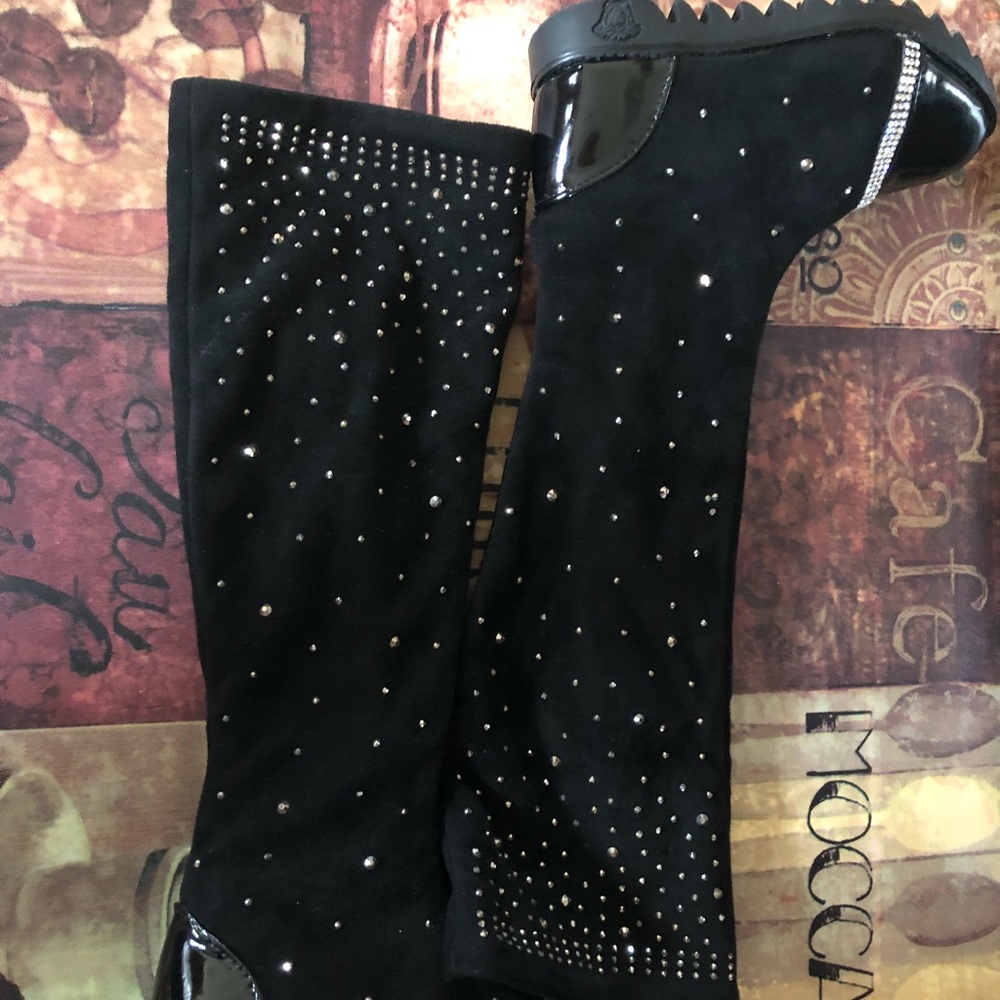 Girls over the knee boots with beaded detail